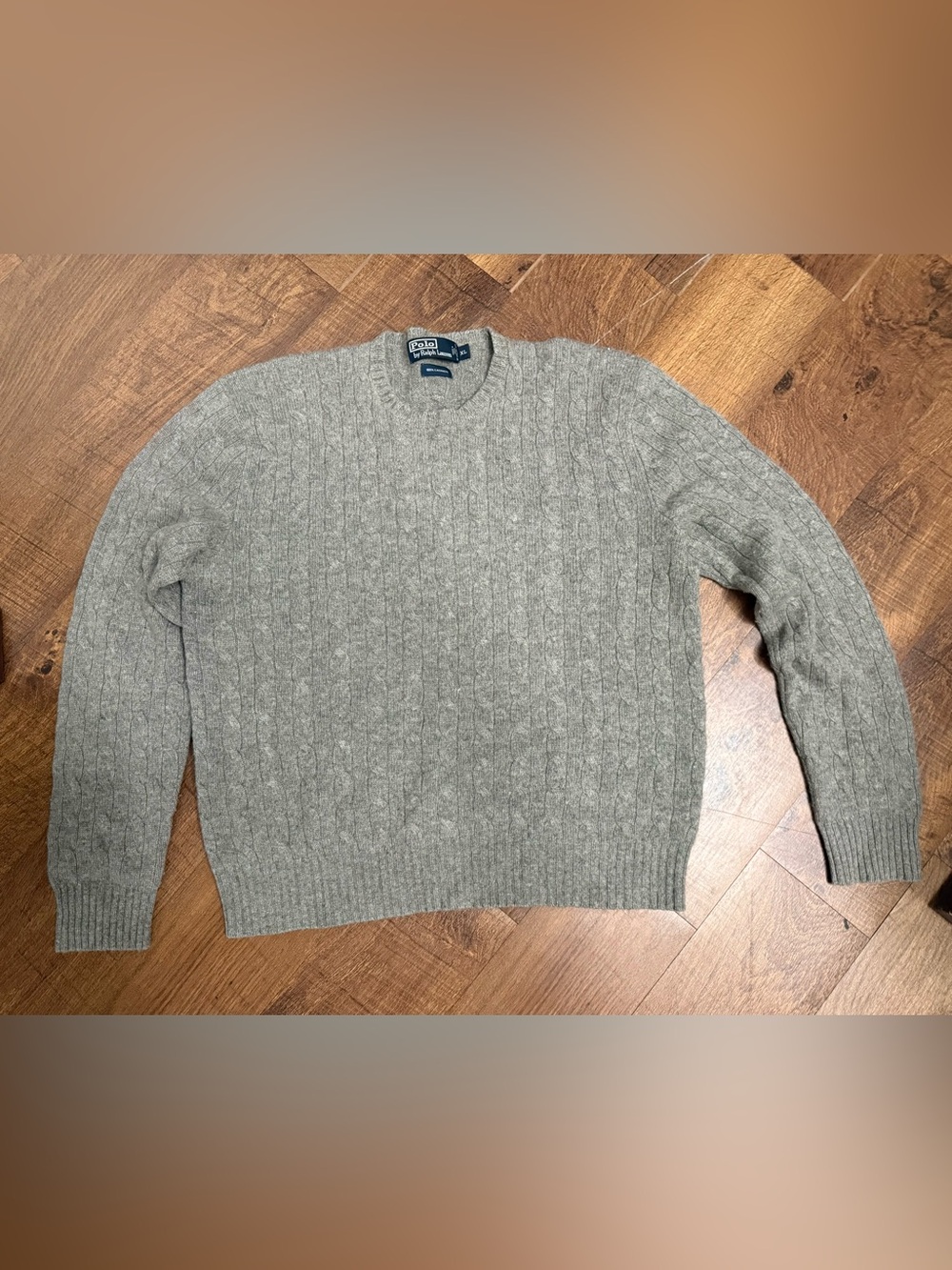 Ralph Lauren Men's Cable Crewneck Cashmere Sweater - Light Gray